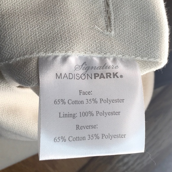 Signature Madison Park Euro Pillow Sham Linen Color with Blue Stitched Border - Picture 4 of 5